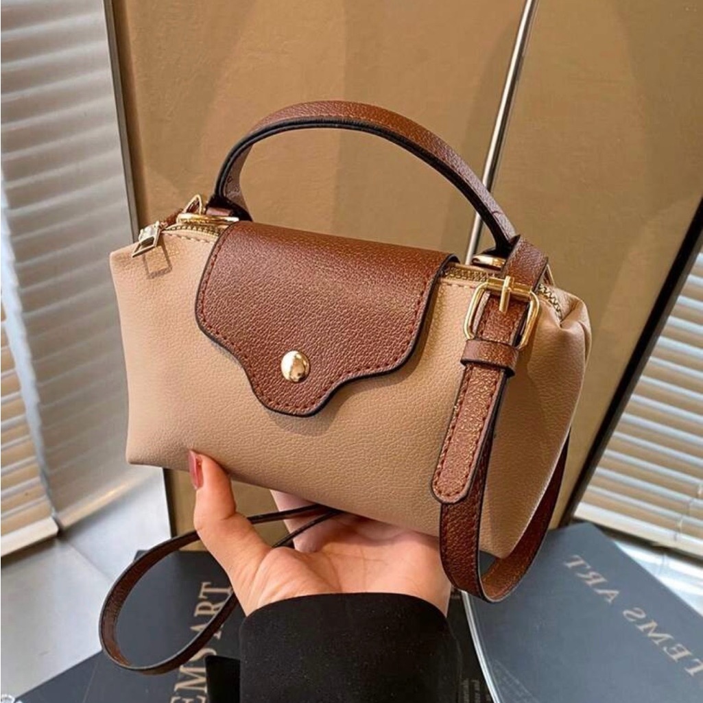 New Elegant Brown And Tan Women's Handbag